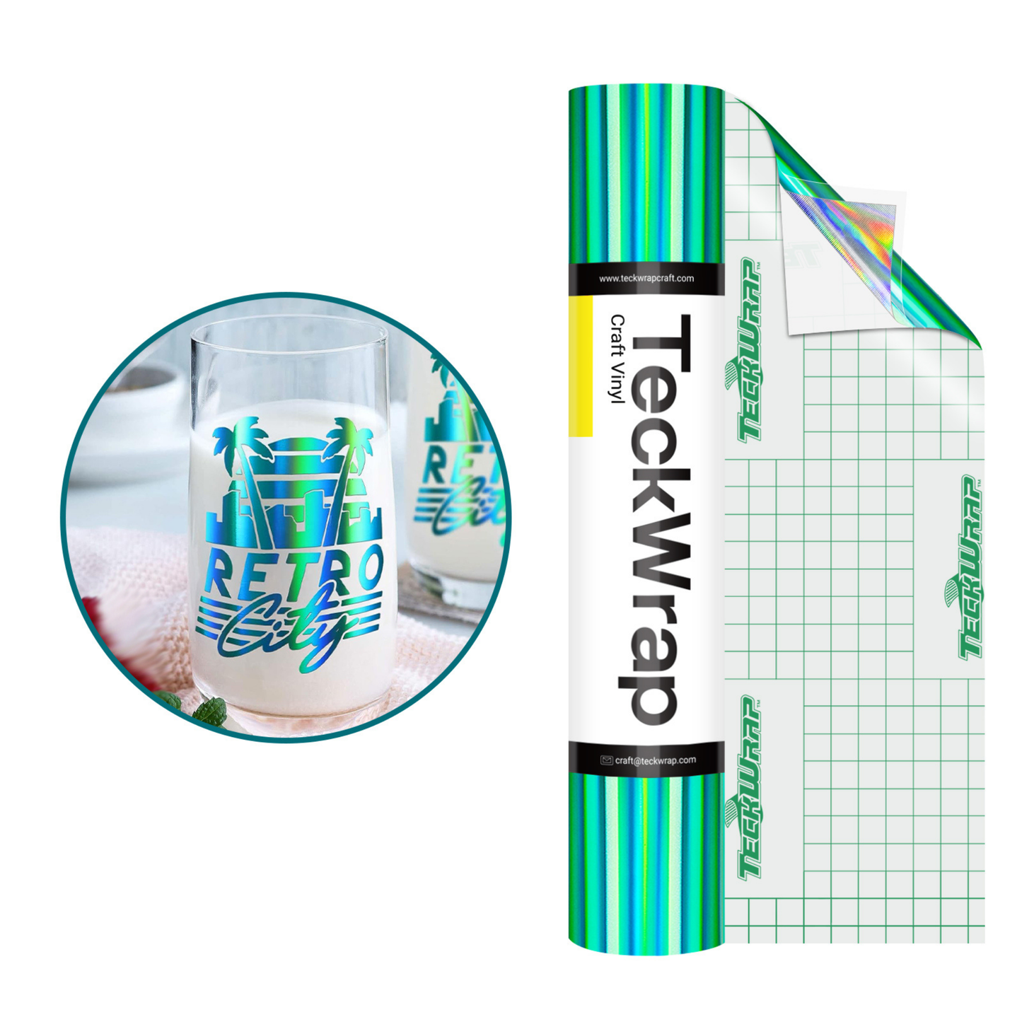 Teckwrap Craft Bubble Free Holographic Rainbow Premium Vinil – 30.4 cm × 152.4 cm