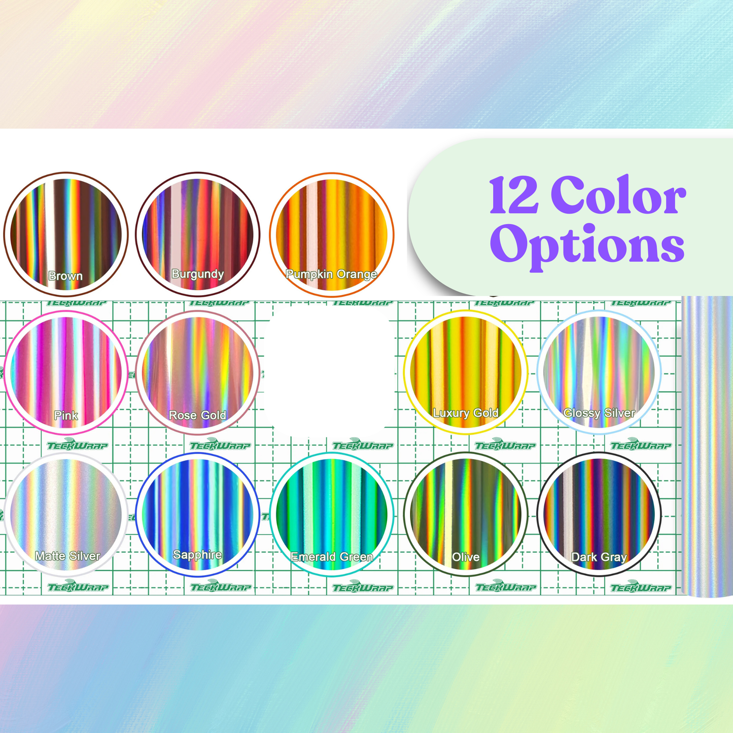 Teckwrap Craft Bubble Free Holographic Vinil Seti – 12’li – 30 cm × 30 cm