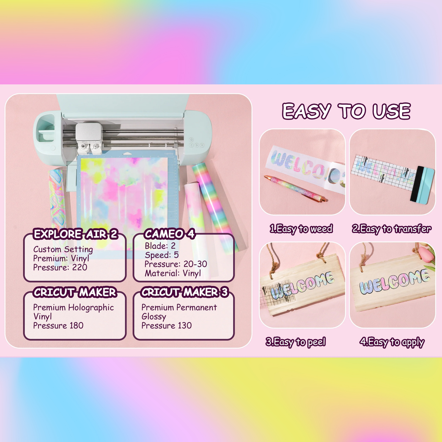 Teckwrap Craft Candy Color Vinil Seti – 8’li – 30 cm × 30 cm