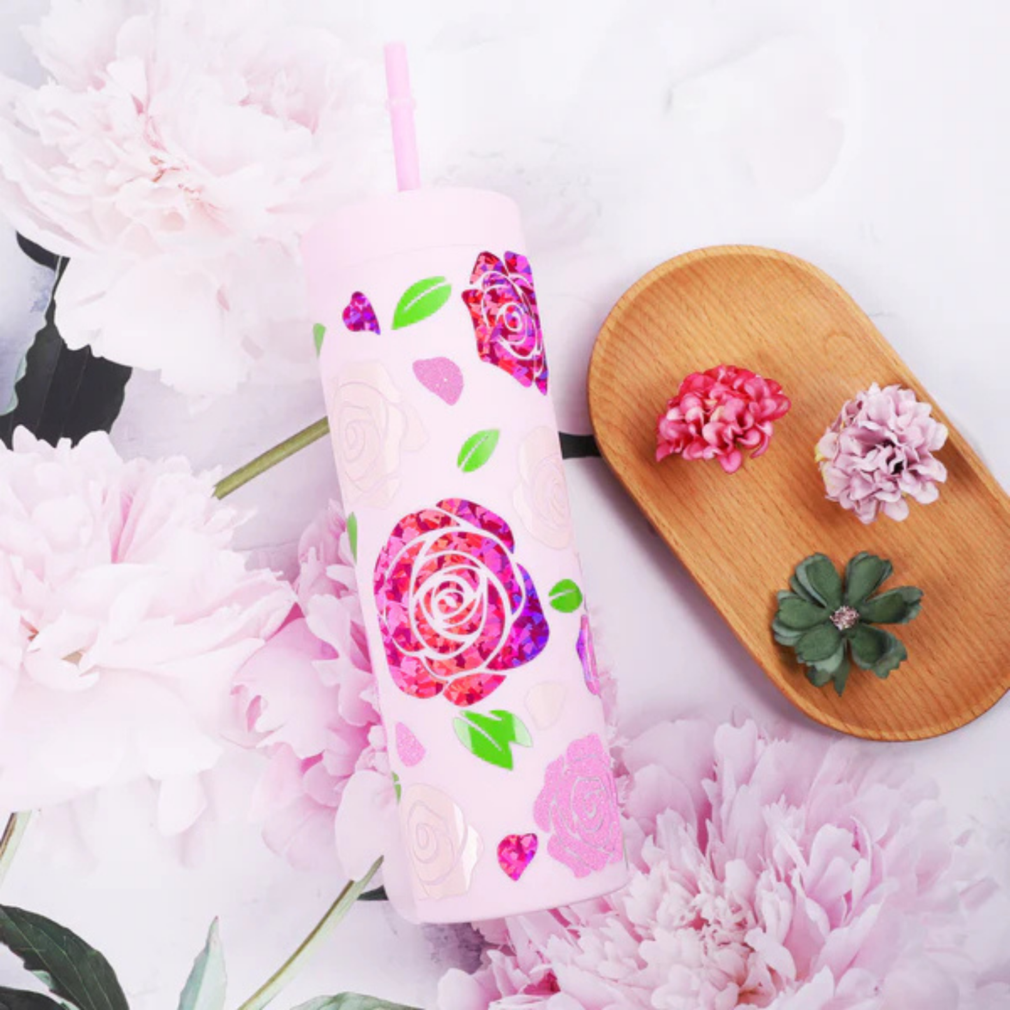 Teckwrap Craft Holographic Glass Flower Premium Vinil – 30.4 cm × 152.4 cm