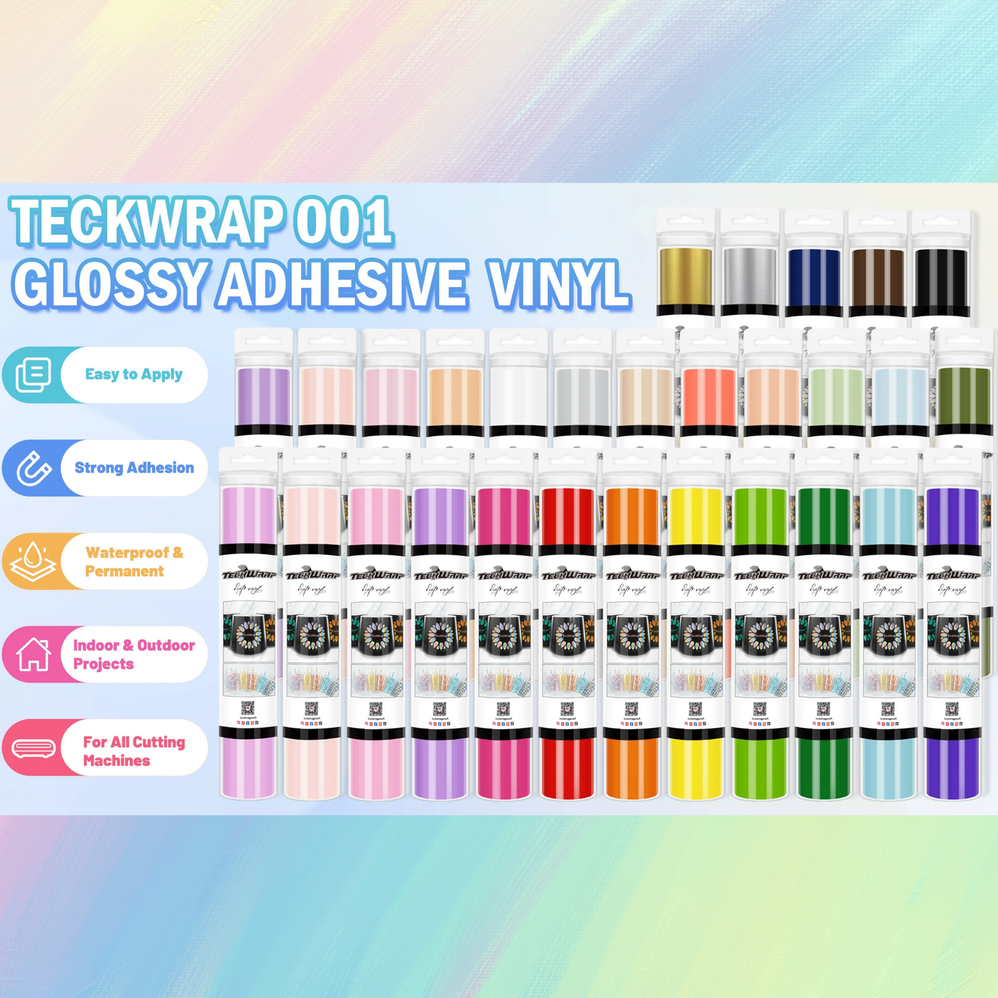 TeckWrap Craft 001 Serisi Yapışkanlı Vinil – Glossy (Parlak) 30.4 cm × 152.4 cm
