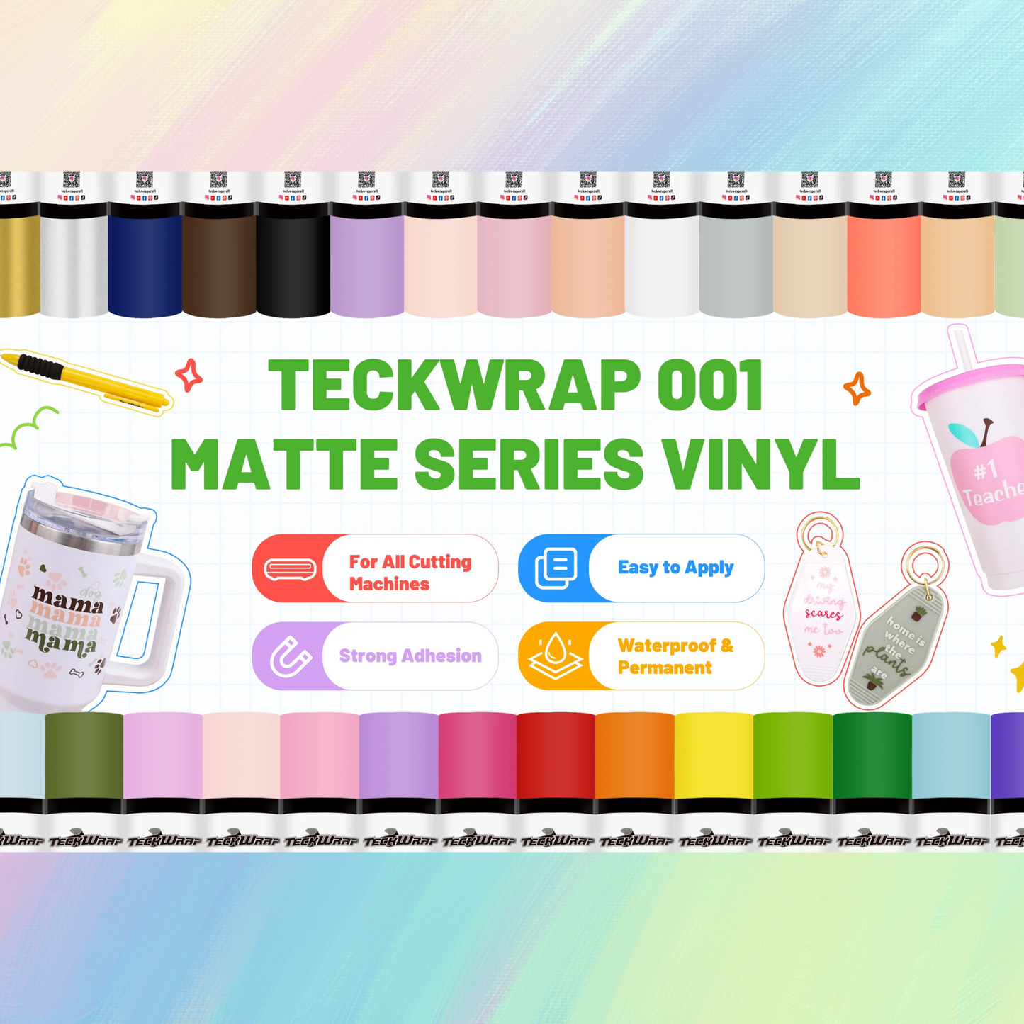 TeckWrap Craft 001 Serisi Yapışkanlı Vinil – Matte (Mat) 30.4 cm × 152.4 cm