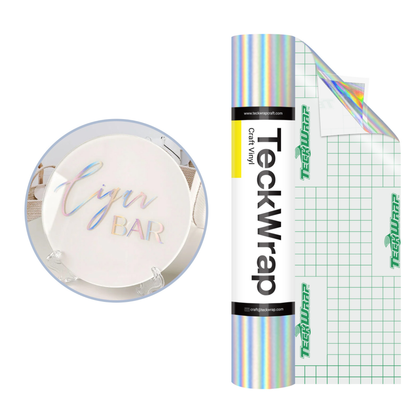 Teckwrap Craft Bubble Free Holographic Rainbow Premium Vinil – 30.4 cm × 152.4 cm