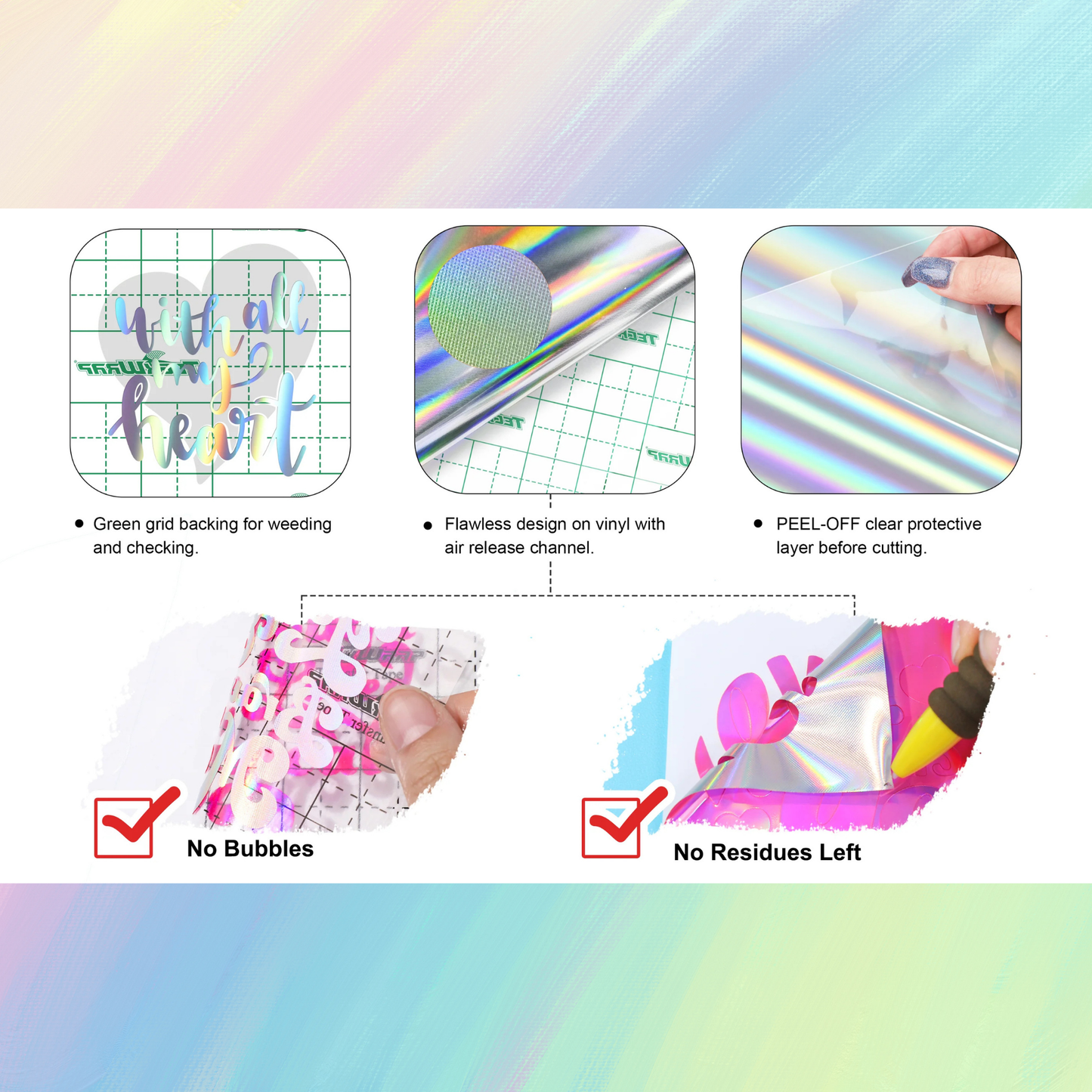 Teckwrap Craft Bubble Free Holographic Vinil Seti – 12’li – 30 cm × 30 cm