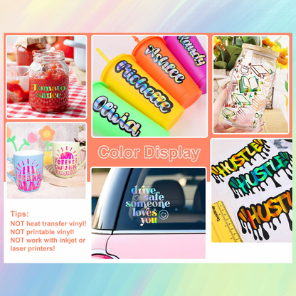 Teckwrap Craft Bubble Free Holographic Rainbow Premium Vinil – 30.4 cm × 152.4 cm