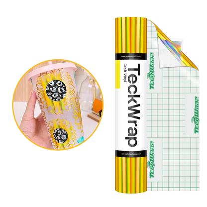 Teckwrap Craft Bubble Free Holographic Rainbow Premium Vinil – 30.4 cm × 152.4 cm