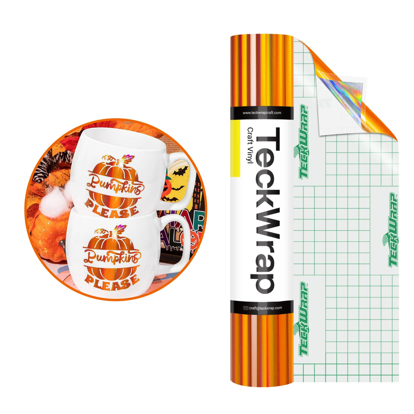 Teckwrap Craft Bubble Free Holographic Rainbow Premium Vinil – 30.4 cm × 152.4 cm