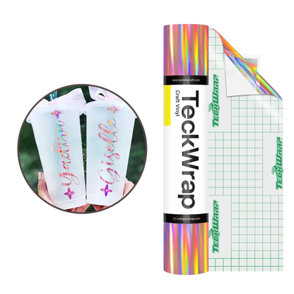 Teckwrap Craft Bubble Free Holographic Rainbow Premium Vinil – 30.4 cm × 152.4 cm