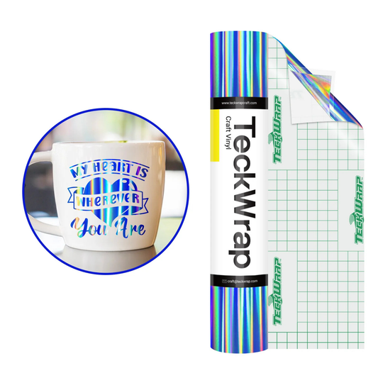 Teckwrap Craft Bubble Free Holographic Rainbow Premium Vinil – 30.4 cm × 152.4 cm