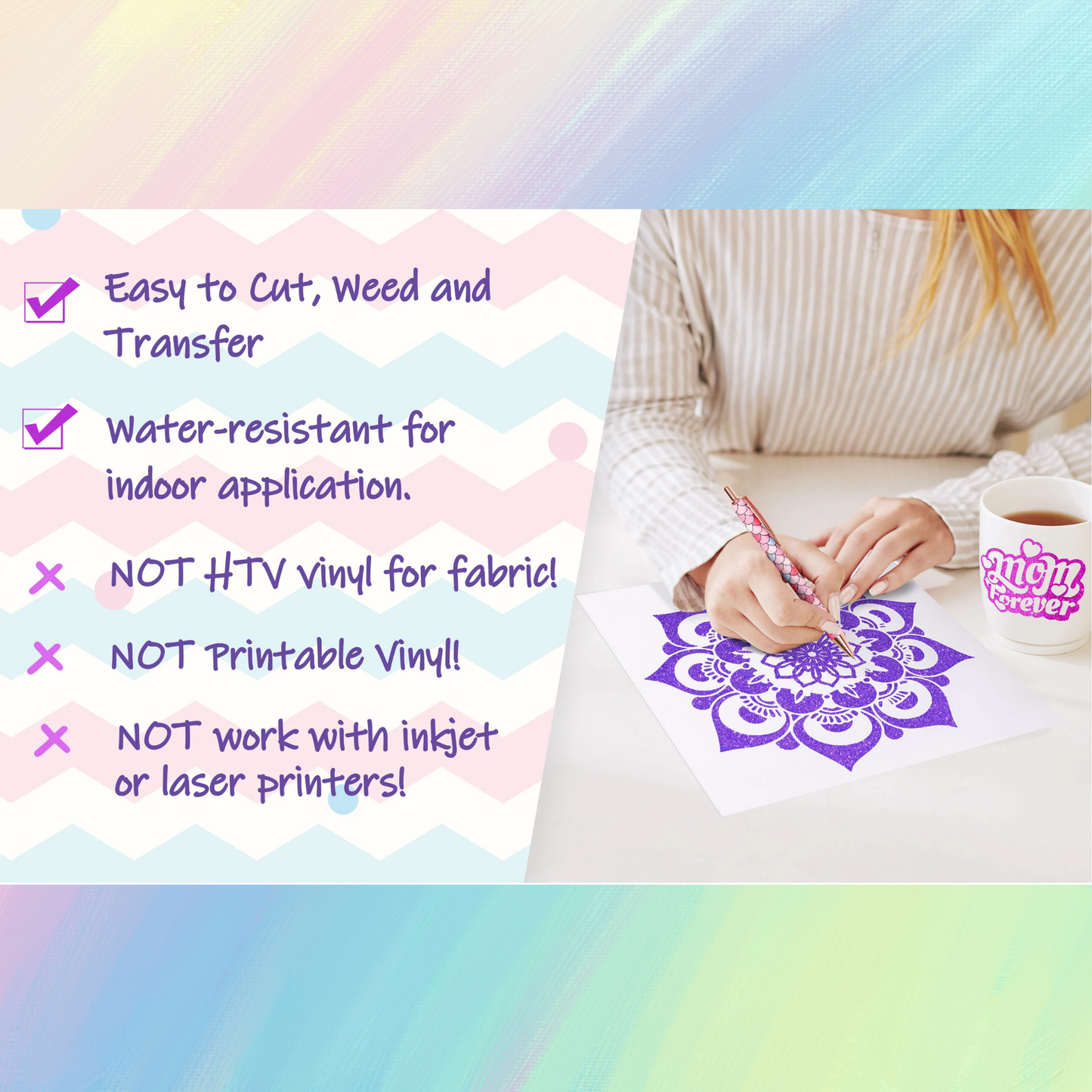 Teckwrap Craft Glitter Premium Vinil – 30.4 cm × 152.4 cm