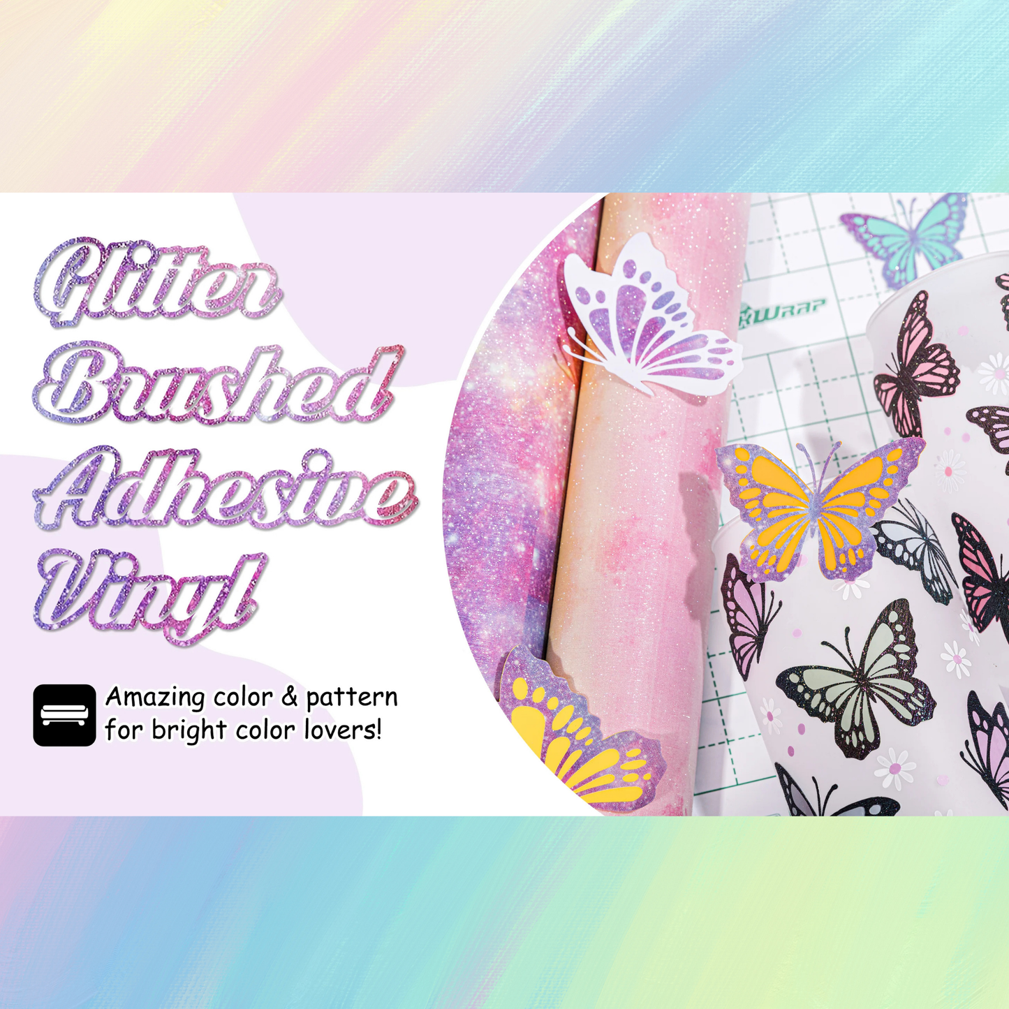 Teckwrap Craft Glitter Brush Premium Vinil – Watercolor Spots – 30.4 cm × 152.4 cm