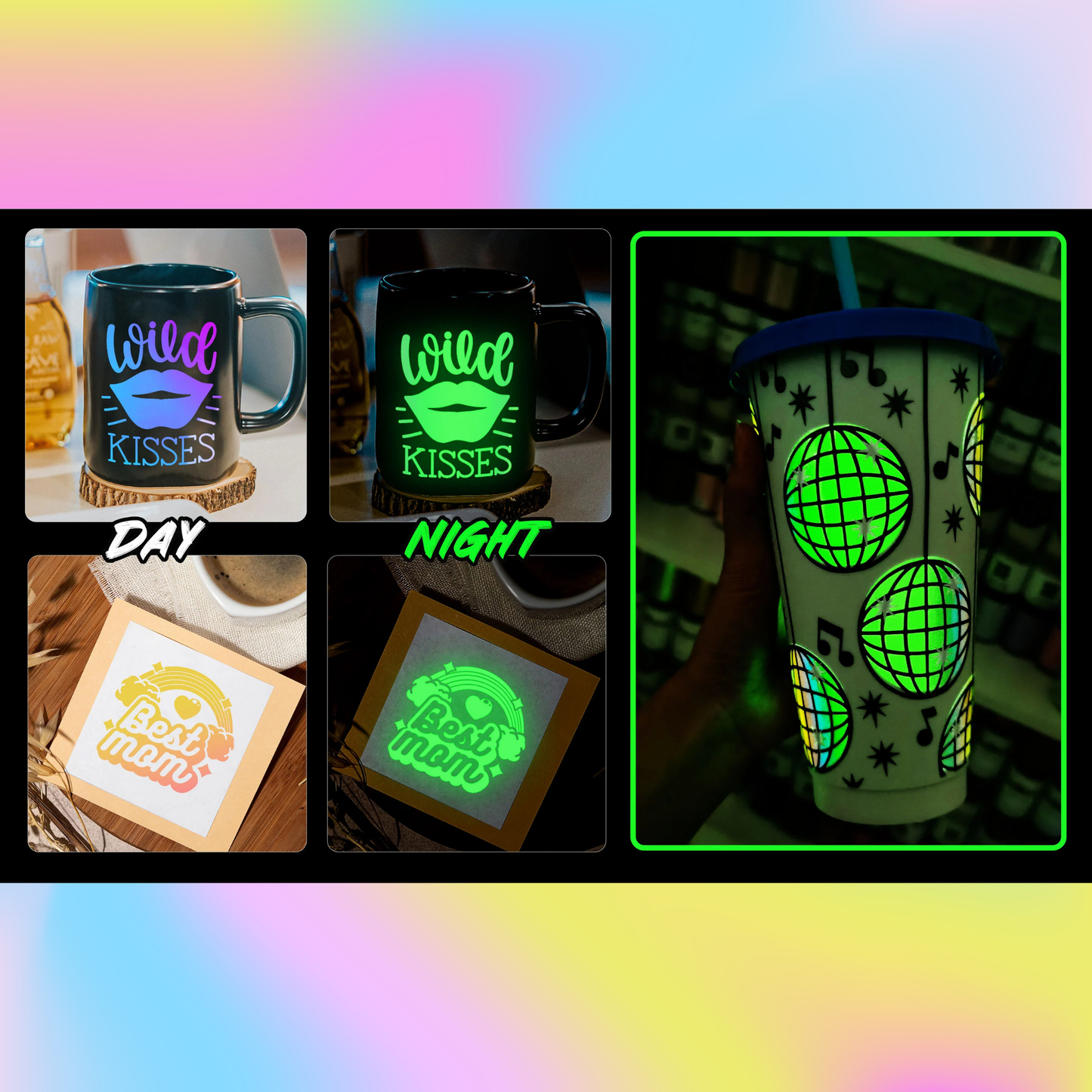 Teckwrap Craft Glow in the Dark Premium Vinil – Opal White – 30.4 cm × 152.4 cm