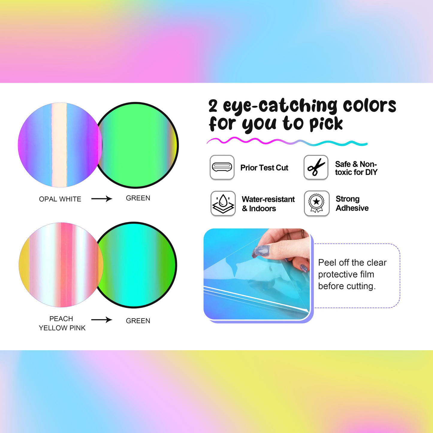 Teckwrap Craft Glow in the Dark Premium Vinil – Opal White – 30.4 cm × 152.4 cm