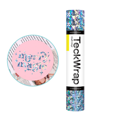 Teckwrap Craft Holographic Glass Flower Premium Vinil – 30.4 cm × 152.4 cm