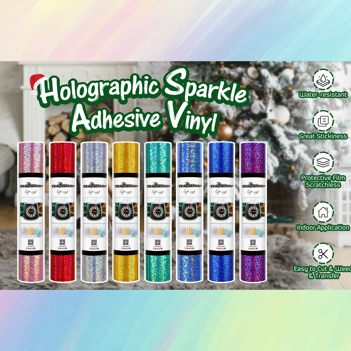 Teckwrap Craft Holographic Sparkle Vinil – 30.4 cm × 152.4 cm