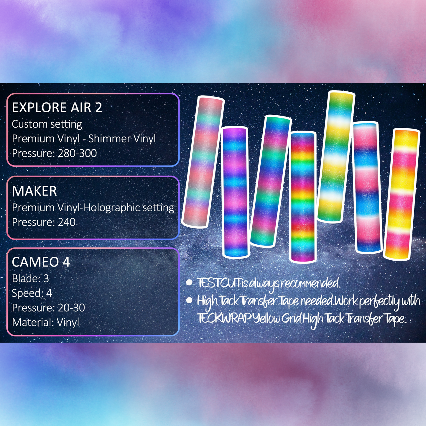 Teckwrap Craft Rainbow Stripes Premium Vinil – 30.4 cm × 152.4 cm