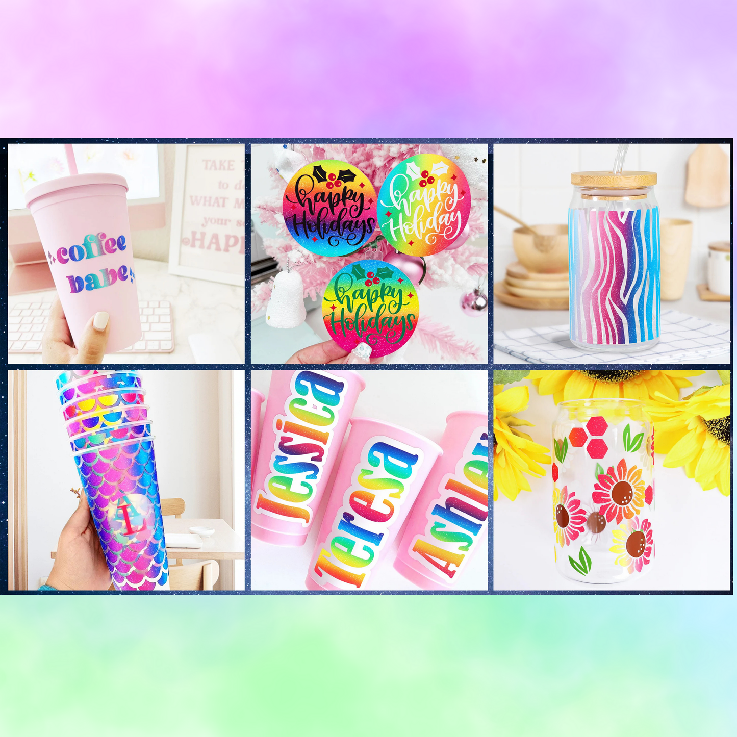 Teckwrap Craft Rainbow Stripes Premium Vinil – 30.4 cm × 152.4 cm