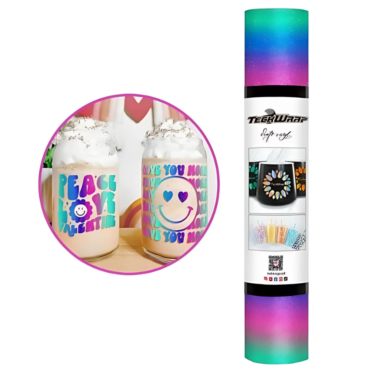 Teckwrap Craft Rainbow Stripes Premium Vinil – 30.4 cm × 152.4 cm