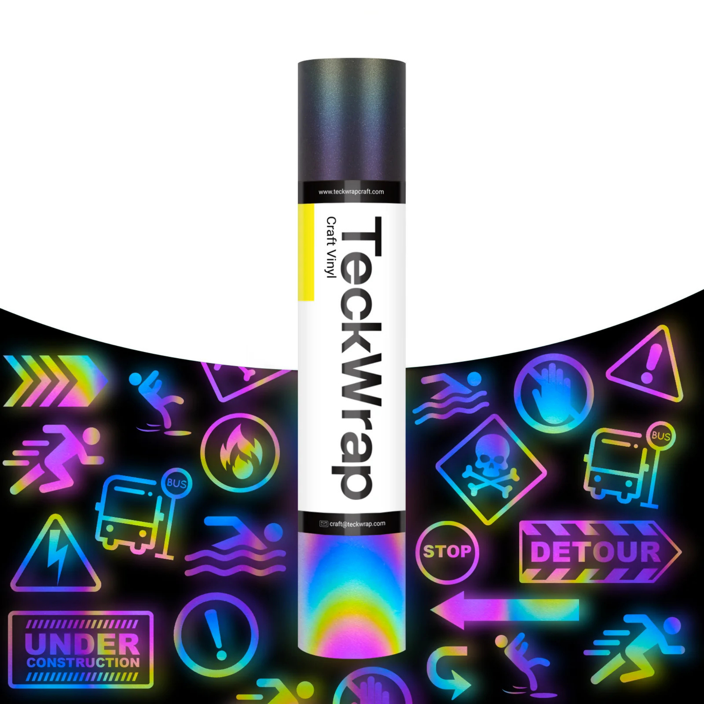 Teckwrap Craft Reflective Vinil – Rainbow Black – 30.4 cm × 152.4 cm