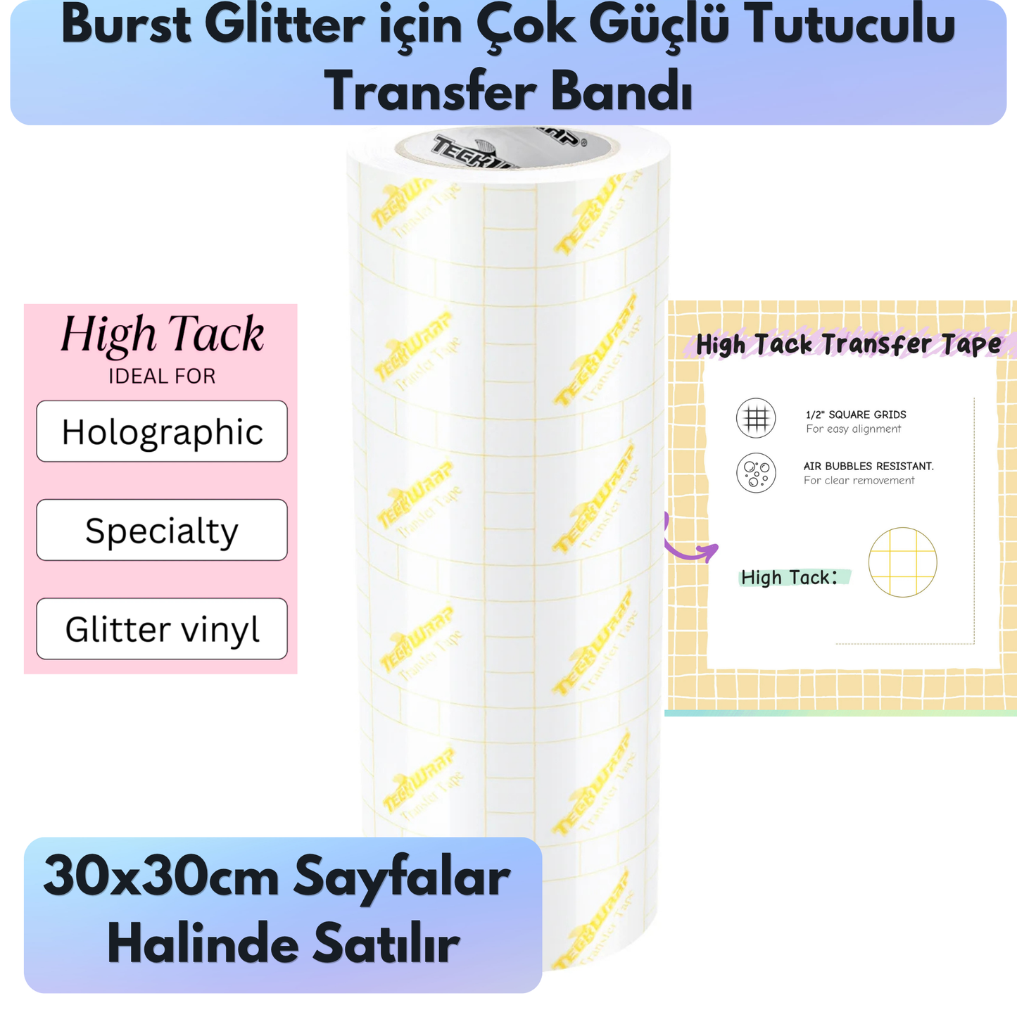 TeckWrap Craft Burst Glitter Adhesive Vinyl – 30 cm × 30 cm Sayfa